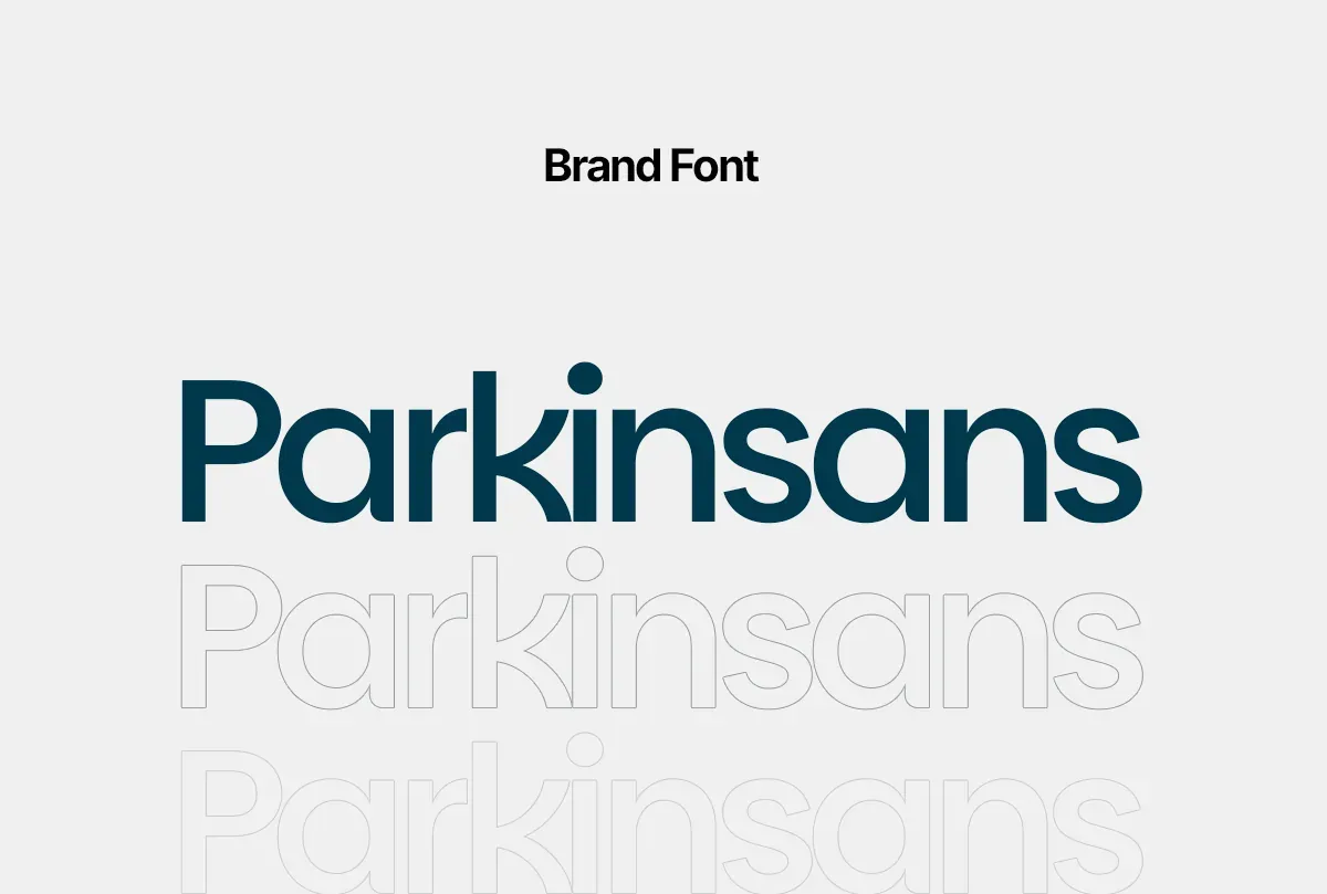 Parkinsans, the NeuroSoins brand typeface, in deep blue