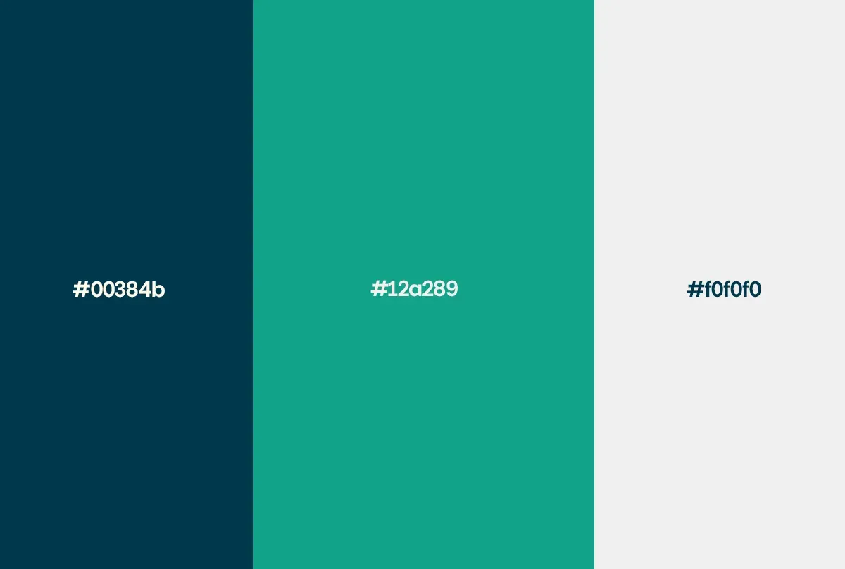 NeuroSoins palette: deep blue #00384b, teal #12a289 and soft grey #f0f0f0